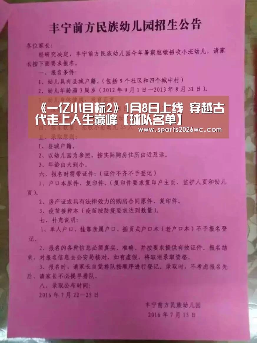 《一亿小目标2》1月8日上线 穿越古代走上人生巅峰【球队名单】(图2) 世界杯专题